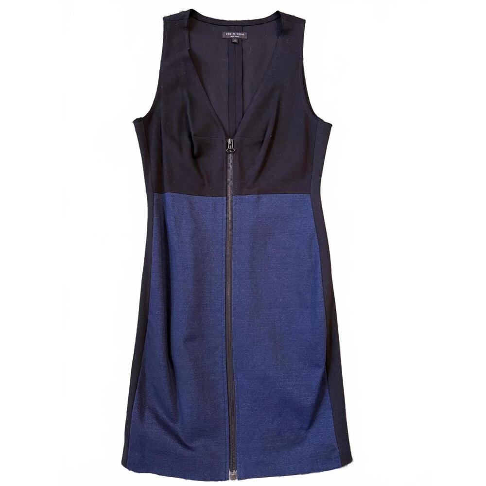 Rag & Bone NWOT Sleeveless Zipper Dress-Size 4-Black & Heather Blue